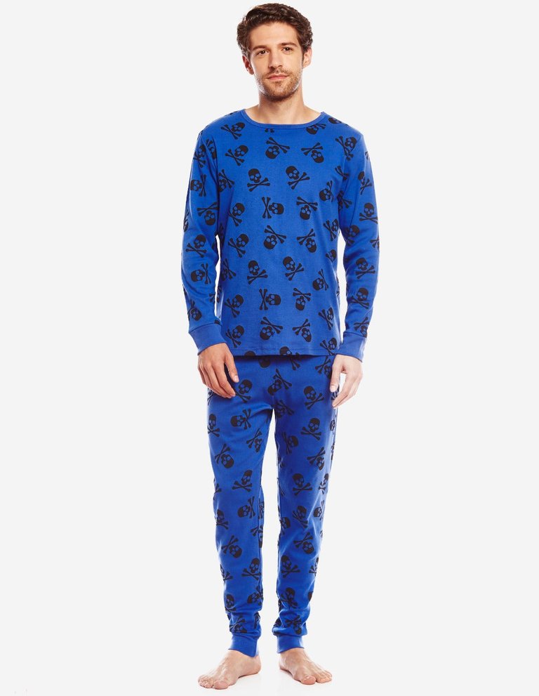 Men's Halloween Pajamas - Royal-Blue-Skull