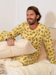 Mens Loose Fit Avocado Pajamas - Avocado-yellow