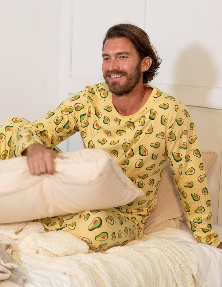 Mens Loose Fit Avocado Pajamas - Avocado-yellow