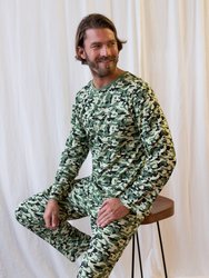 Mens Loose Fit Camouflage Pajamas - Camo Green
