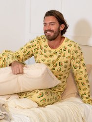 Mens Loose Fit Pineapple Pajamas - Avocado-yellow