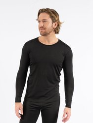 Mens Neutral Solid Color Thermal Pajamas - Black