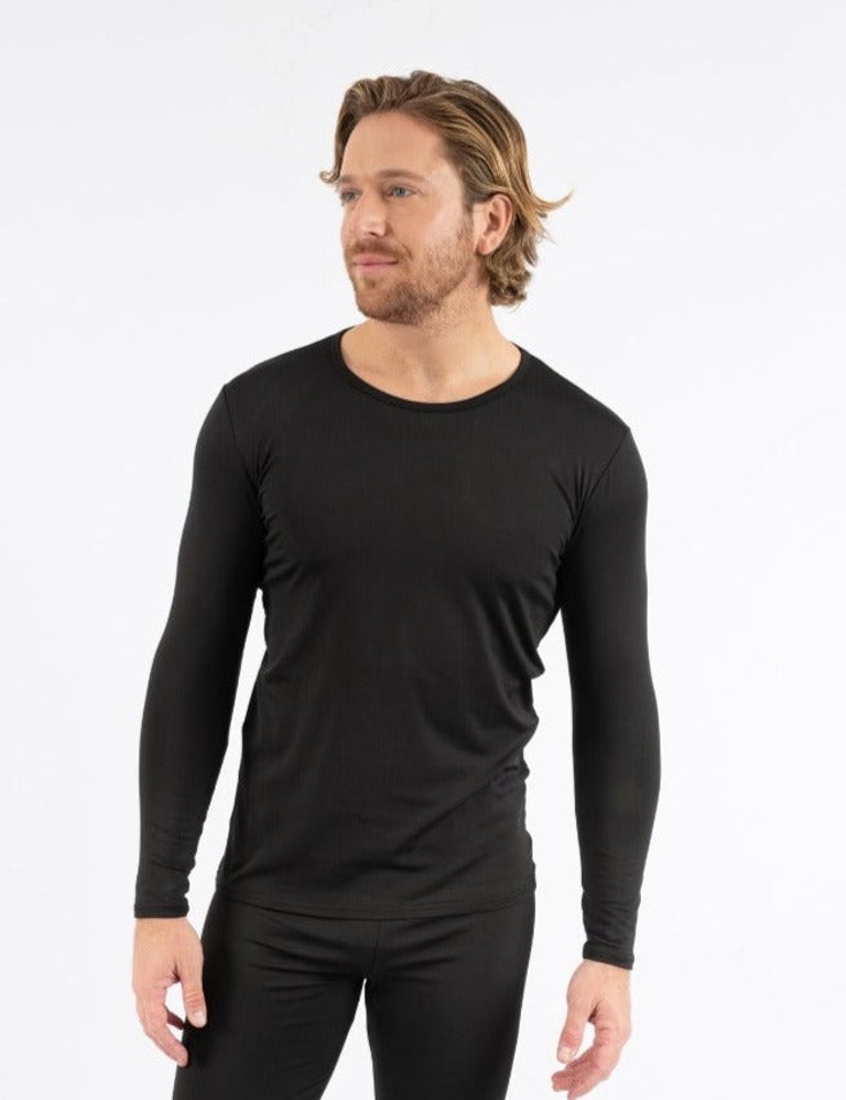 Mens Neutral Solid Color Thermal Pajamas - Black