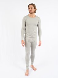 Mens Neutral Solid Color Thermal Pajamas - Light Grey