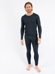 Mens Neutral Solid Color Thermal Pajamas - Navy