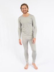 Mens Neutral Solid Color Thermal Pajamas