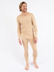 Mens Neutral Solid Color Thermal Pajamas