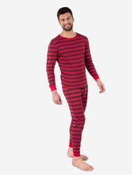 Mens Red & Grey Stripes Pajamas