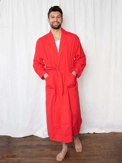Leveret Men's Red Solid Color Flannel Robe product