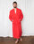 Men's Red Solid Color Flannel Robe - Red