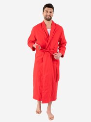 Men's Red Solid Color Flannel Robe