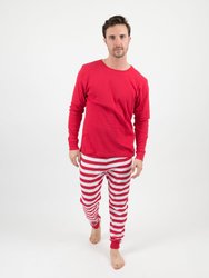 Mens Red & White Stripes Pajamas