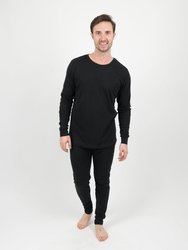 Mens Solid Black Pajamas - Black