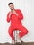 Mens Solid Color Flannel Pajamas - Red