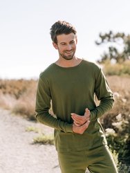 Mens Solid Olive Green Pajamas - Olive-Green