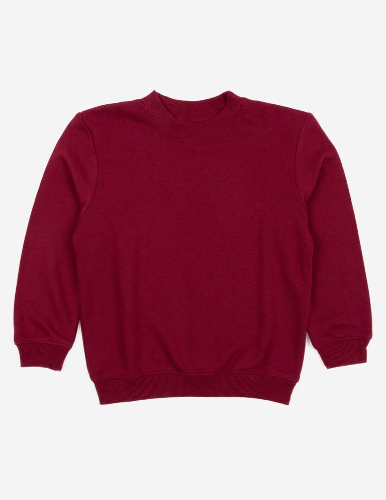 Neutral Solid Color Pullover Sweatshirt - Maroon