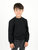 Neutral Solid Color Pullover Sweatshirt - Black