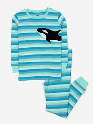 Ocean Animals Cotton Pajamas - Orca - Aqua