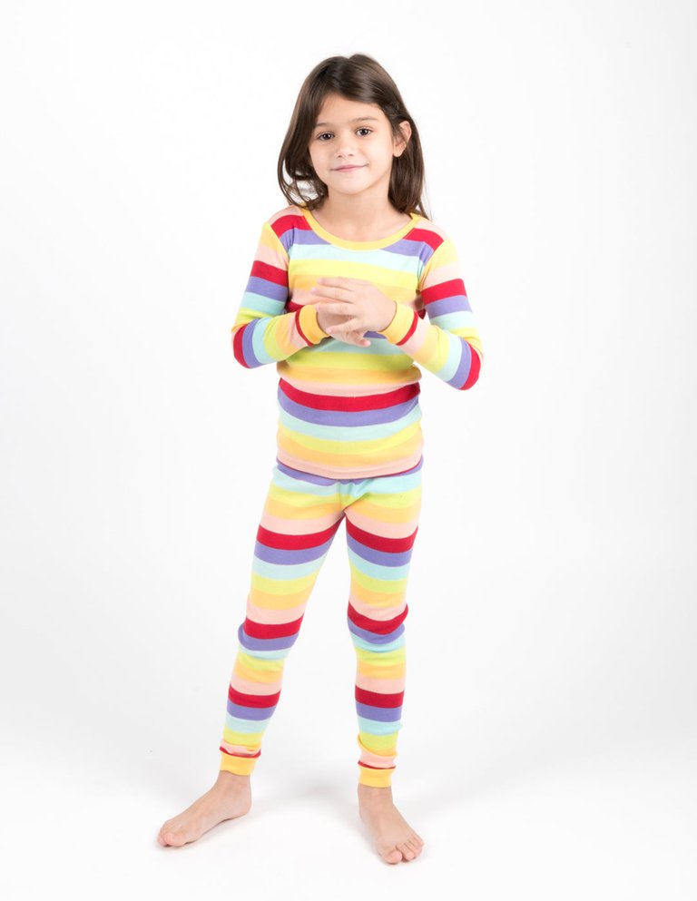 Rainbow Cotton Pajamas - Rainbow Girlstripes