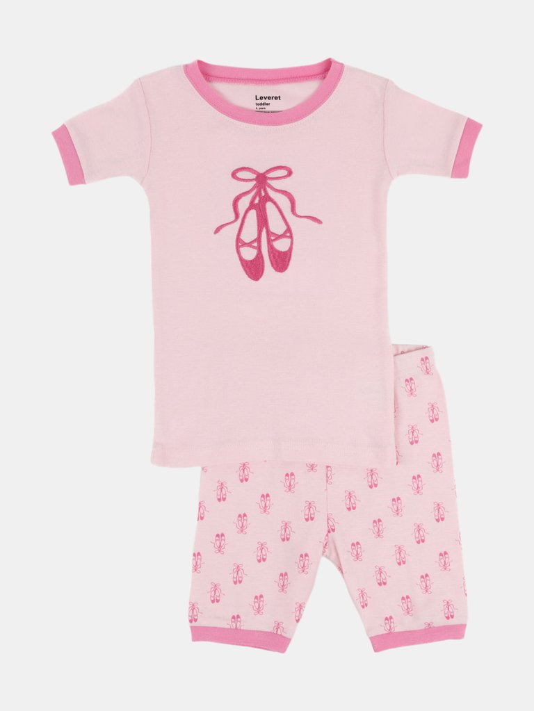 Short Sleeve Cotton Pajamas - Ballerina Light Pink