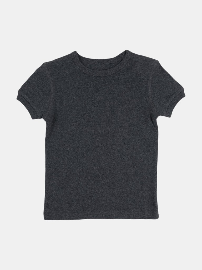 Short Sleeve Cotton T-Shirt Neutrals - Dark-Grey