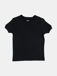 Short Sleeve Cotton T-Shirt Neutrals - Black