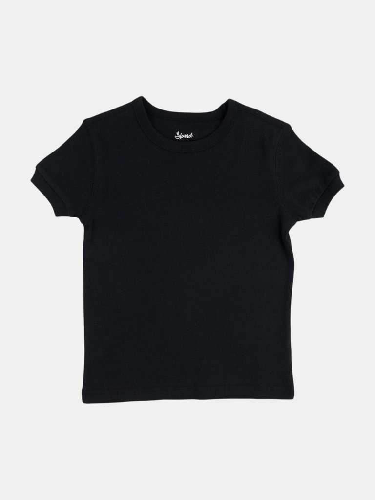 Short Sleeve Cotton T-Shirt Neutrals - Black
