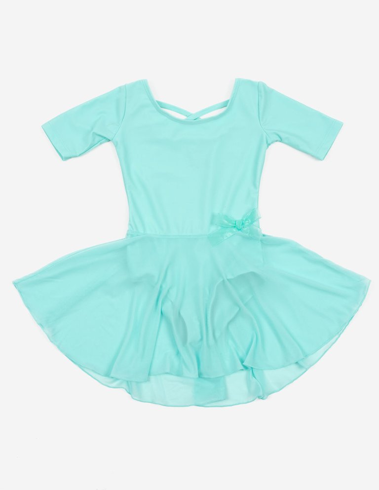 Short Sleeve Skirt Leotard - Aqua