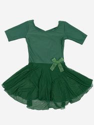 Short Sleeve Skirt Leotard - Dark-Green