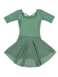 Short Sleeve Skirt Leotard - Green
