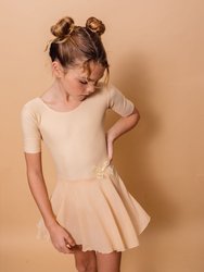 Short Sleeve Skirt Leotard - Beige
