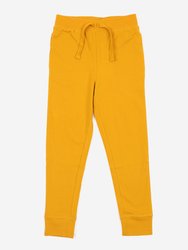 Solid Boho Color Drawstring Pants - Mustard-yellow