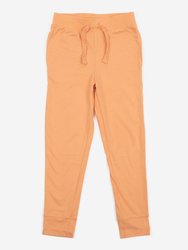 Solid Boho Color Drawstring Pants - Peach-pink