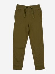 Solid Boho Color Drawstring Pants - Olive-green