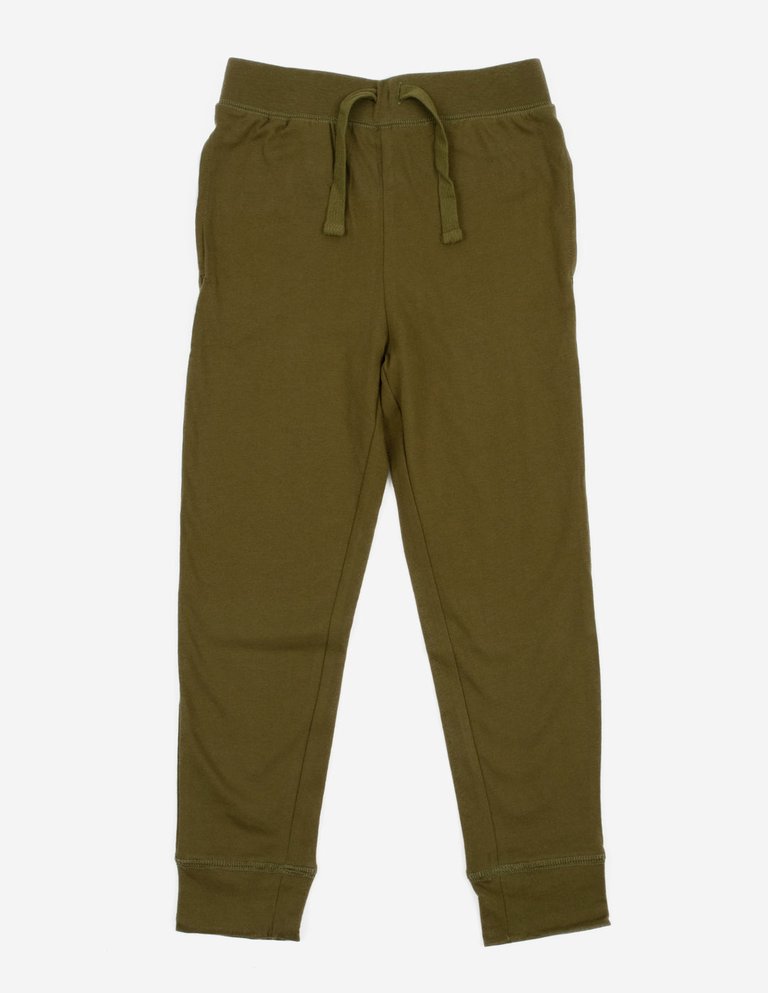Solid Boho Color Drawstring Pants - Olive-green