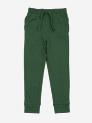 Solid Boho Color Drawstring Pants - Dark-green