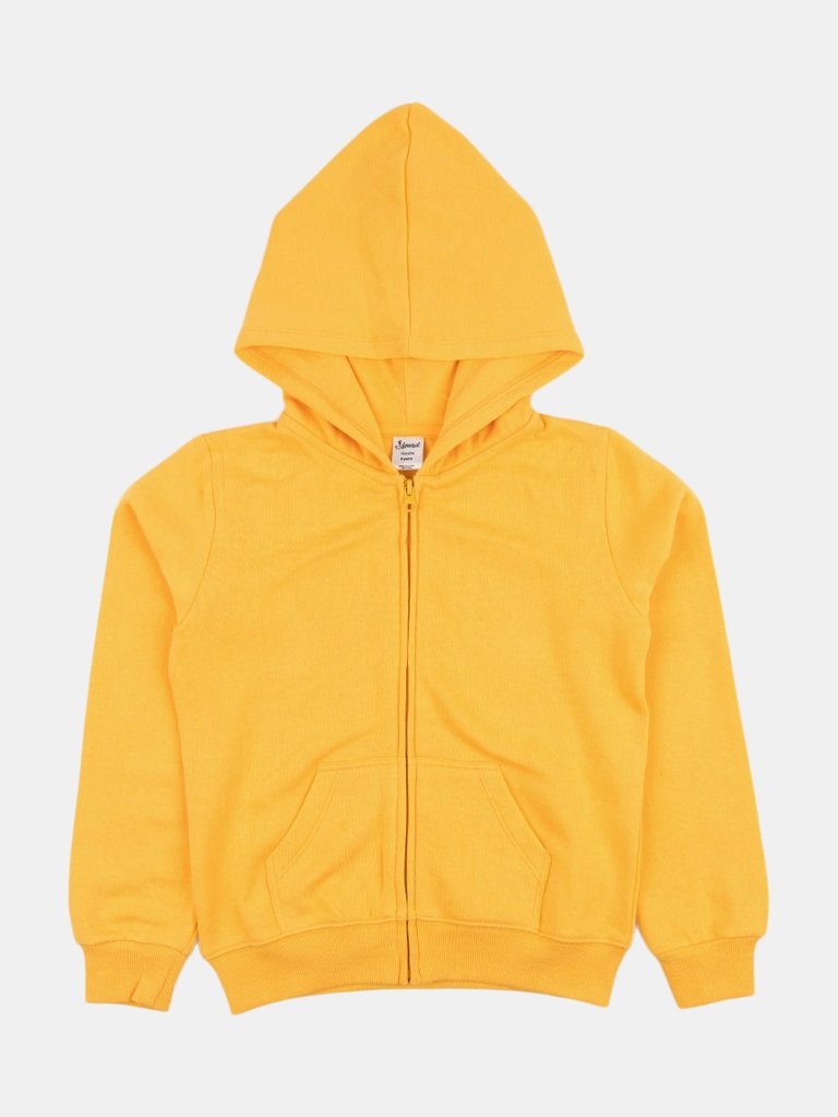 Solid Classic Color Zip Hoodies - Yellow