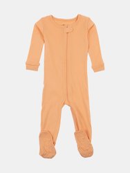Solid Color Boho Footed Pajamas - Peach-Pink