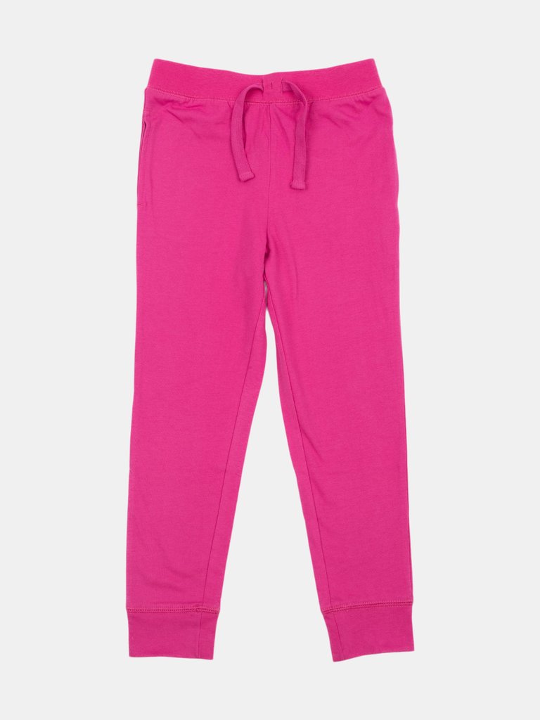 Solid Color Classic Drawstring Pants - Hot-pink