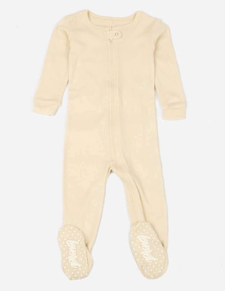 Solid Color Neutral Footed Pajamas - Off-White
