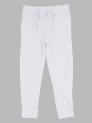 Solid Neutral Color Drawstring Pants - White