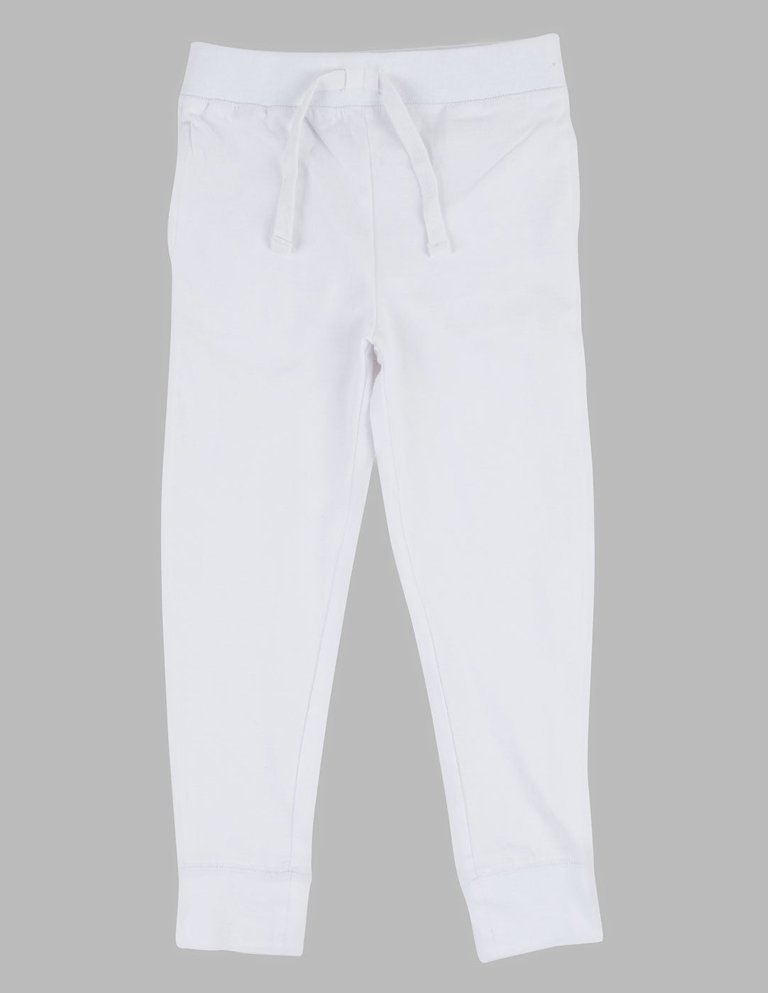 Solid Neutral Color Drawstring Pants - White