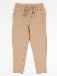 Solid Neutral Color Drawstring Pants - Beige