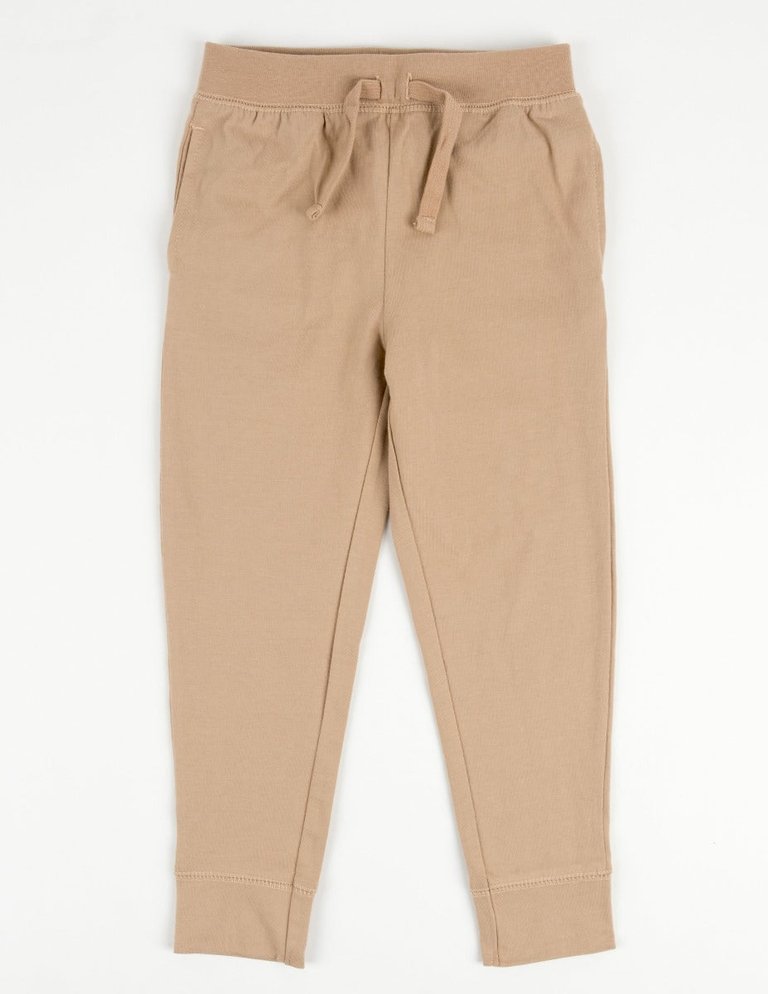 Solid Neutral Color Drawstring Pants - Beige