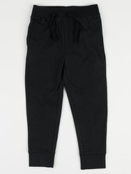 Solid Neutral Color Drawstring Pants - Black