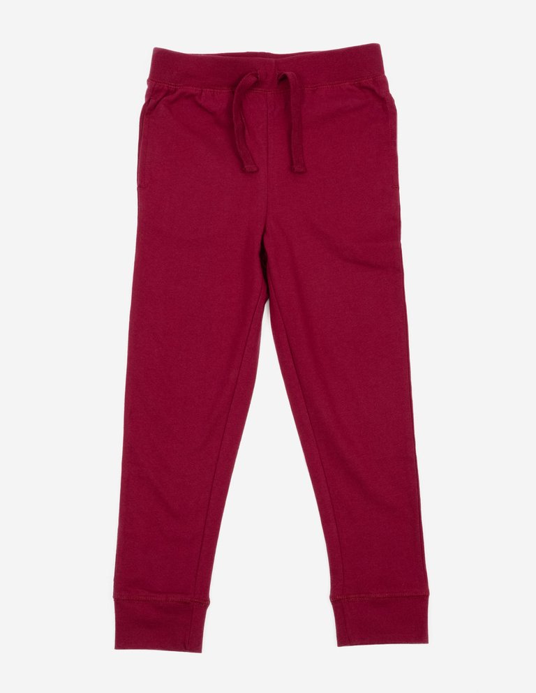 Solid Neutral Color Drawstring Pants - Maroon