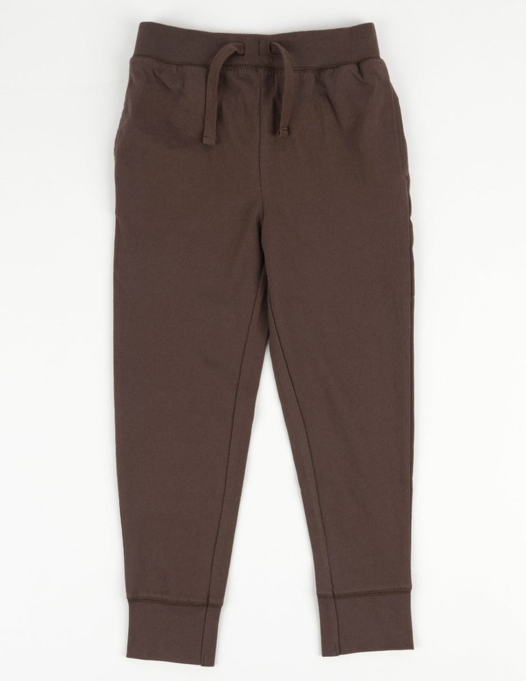 Solid Neutral Color Drawstring Pants - Brown