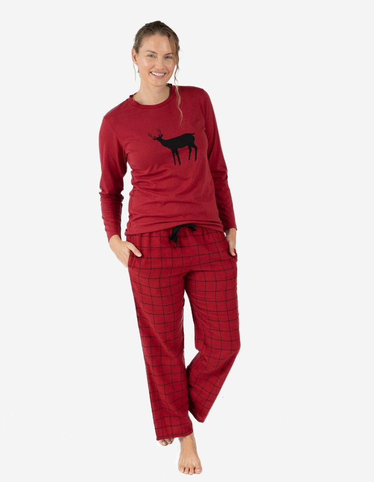 Womens Animal Print Flannel Set