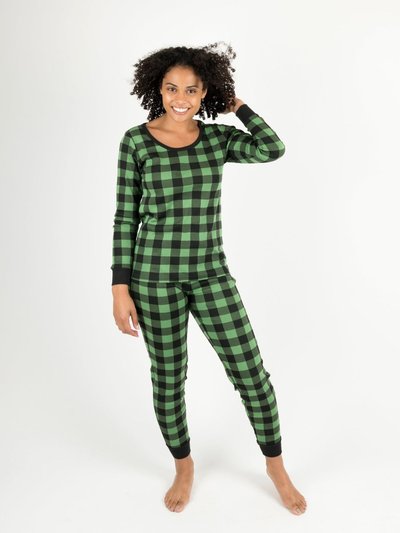 Leveret Women's Black & Green Plaid Cotton Pajamas product