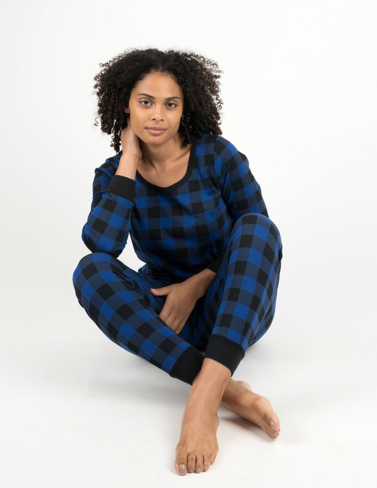 Women's Black & Navy Plaid Pajamas - Black-Navy